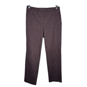 THEORY / Treeca Collins knit pull on red black gray houndstooth pants / 2